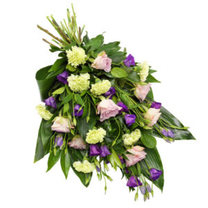 Luxe rouwboeket lila