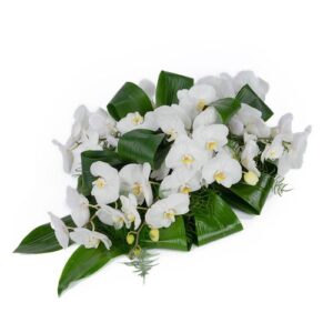 Wit rouwarrangement orchidee