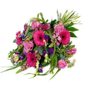 Rouwboeket in roze tinten