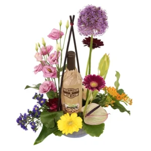 Wijn Bloemstuk bonte kleuren