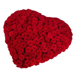 Rouwkrans hartvorm rode rozen (50cm)