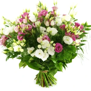 Boeket eustoma's roze en wit
