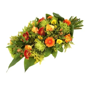 Rouwboeket oranje geel
