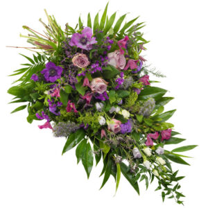 Rouwboeket paars en lila