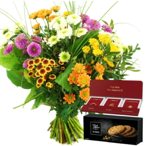 Santini boeket + koek en thee