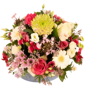 Bloemen Bestellen En Laten Bezorgen, Goedkoop & Snel! 3 Biedermeier roze wit bloemstuk vanaf Ø 25 cm