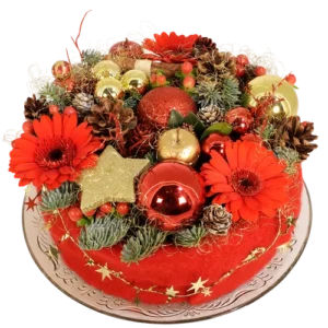 Kerst bloementaart Rood - goud