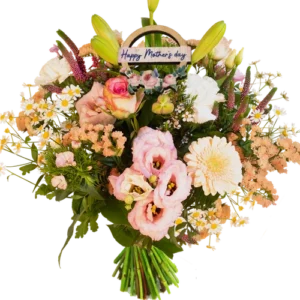 Moederdag boeket pastel roze zalm wit