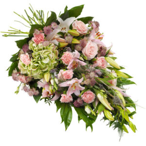 Rouwboeket gemixt roze