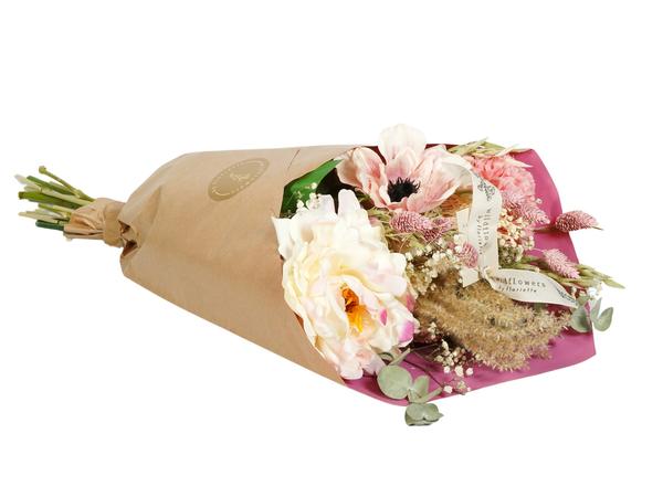Droogbloemen & Zijde - Dried & Silk - Peony Love - 4 boeketten - ↕55cm 1 Droogbloemen & Zijde - Dried & Silk - Peony Love - 4 boeketten - ↕55cm